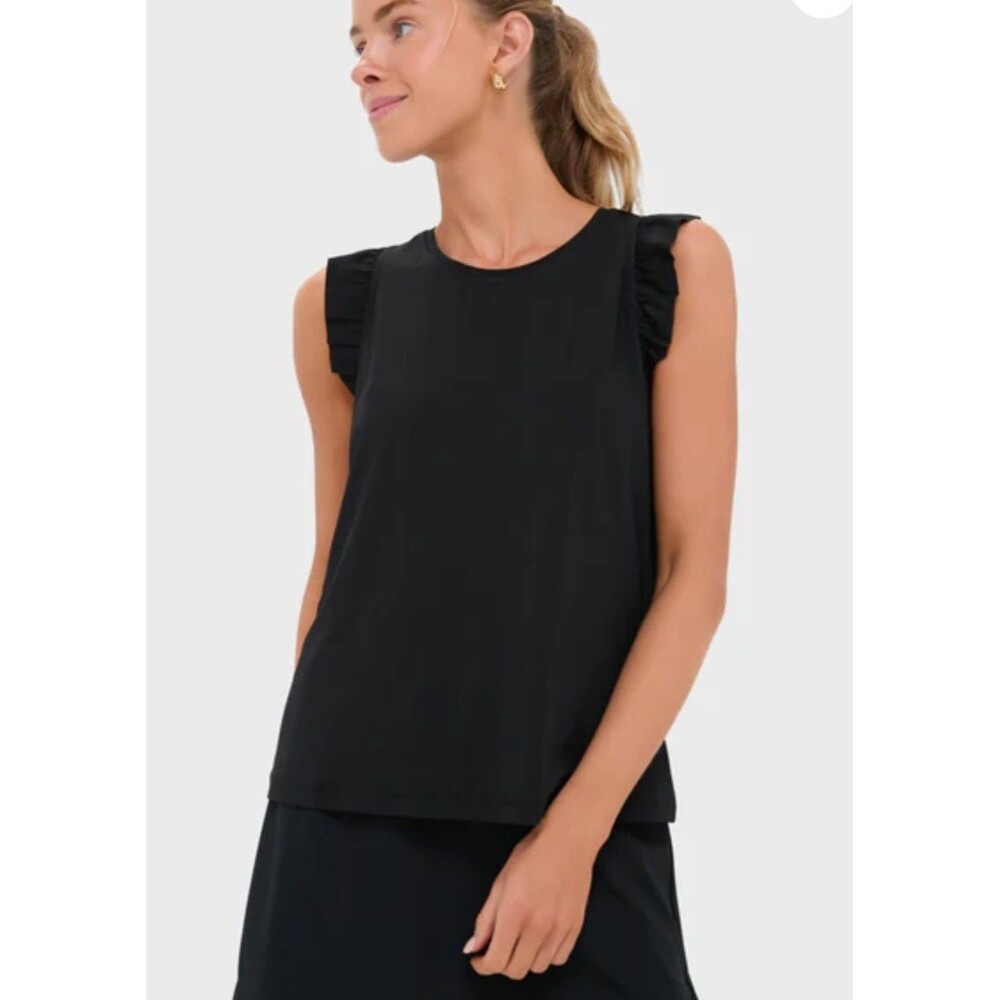 NWOTs Tuckernuck Tnuck Black Ruffle Performance Jersey Lea Tank Sport Size M
